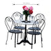 Izabella 5pc Indoor/Outdoor Round Marble Table w/4 Steel Chairs