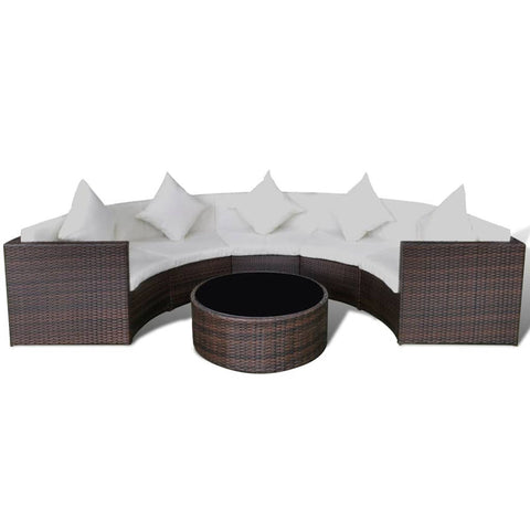 Amata 6 Piece Rattan Garden Lounge Set with Cushions - Brown or Black