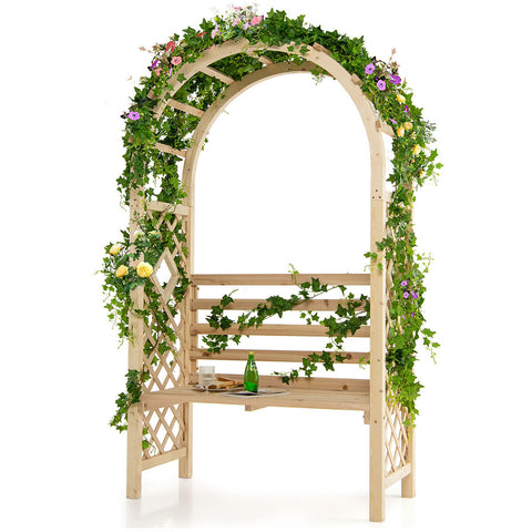 Loredano Fir Wood Garden Arbour / Arch w/2 Person Bench