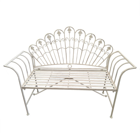 Donatella White Iron Garden Bench