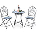 Oriana Mosaic Patio Bistro Set - 2 Folding Chairs & Round Table