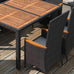 Nora 7 Piece Outdoor Dining Set - Poly Rattan - Acacia Wood - Black