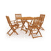 Leandre Folding Garden Dining Set for 4 - Solid Acacia Wood