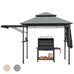 Laurent 2-Tier Patio BBQ Grill Gazebo w/Side Awnings & Shelves