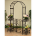 Arabella Arch Metal with Gate and Planters in Rustic Brown