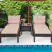 Xaviera 5 Piece Wicker Lounge Set  Patio - 2 Chairs, 2 Bench Ottomans,  Coffee Table