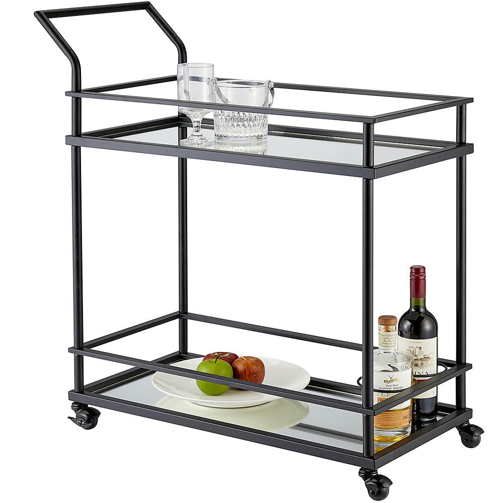 Puerto Vallarta - glass and steel Bar Cart w/2 levels - gold or Black