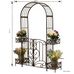 Arabella Arch Metal with Gate and Planters in Rustic Brown