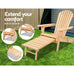 Adirondack Set of Two Outdoor Wooden Sun Chairs w/Ottomans - Natural Wood