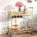 Marietta  2 Tier Gold Serving Cart with Wine Rack