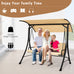 Samanta 3-Seat Porch Swing w/Adjustable Canopy & Padded Cushions - Beige