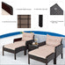 Xaviera 5 Piece Wicker Lounge Set  Patio - 2 Chairs, 2 Bench Ottomans,  Coffee Table