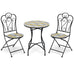 Oriana Mosaic Patio Bistro Set - 2 Folding Chairs & Round Table