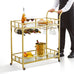 Marietta  2 Tier Gold Serving Cart with Wine Rack