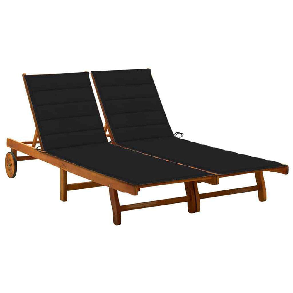 Nico 2-Person Acacia Wood Sun Lounger w/Cushions - 6  Cushion Cols