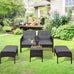 Xaviera 5 Piece Wicker Lounge Set  Patio - 2 Chairs, 2 Bench Ottomans,  Coffee Table