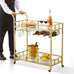 Marietta  2 Tier Gold Serving Cart with Wine Rack