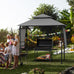 Laurent 2-Tier Patio BBQ Grill Gazebo w/Side Awnings & Shelves