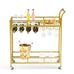 Marietta  2 Tier Gold Serving Cart with Wine Rack