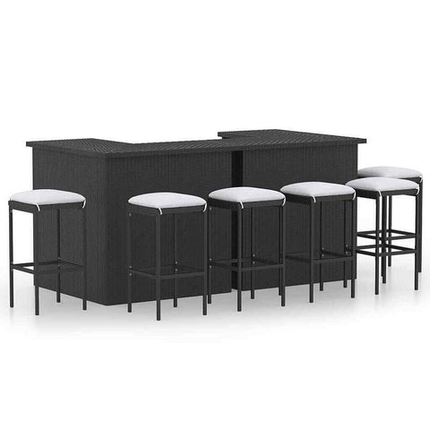 Enzo 8 Piece Garden Bar Set in Poly Rattan with Cushions